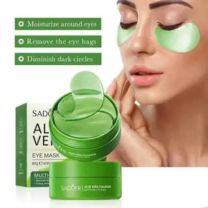 60pcs Aloe Vera Collagen Eye Masks – Anti-Dark Circles & Hydrating