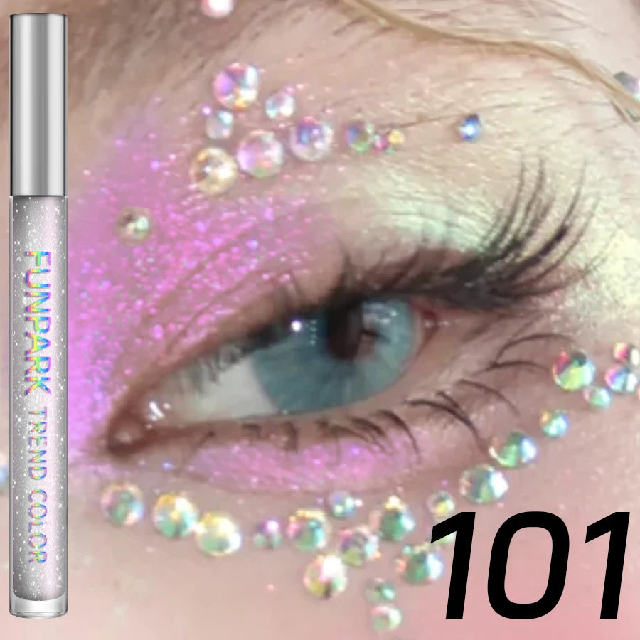 Colorful Liquid Eyeshadow & Glitter Eyeliner – Long-Lasting Shimmer
