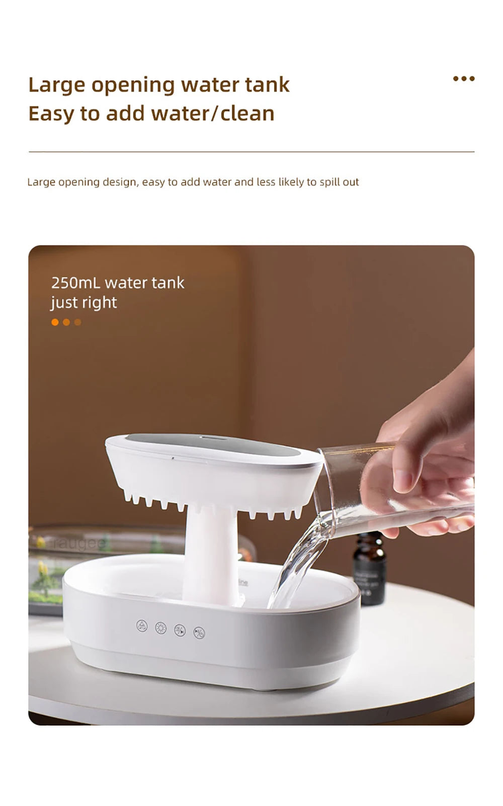Raindrop Aroma Humidifier with Colorful Light & White Noise