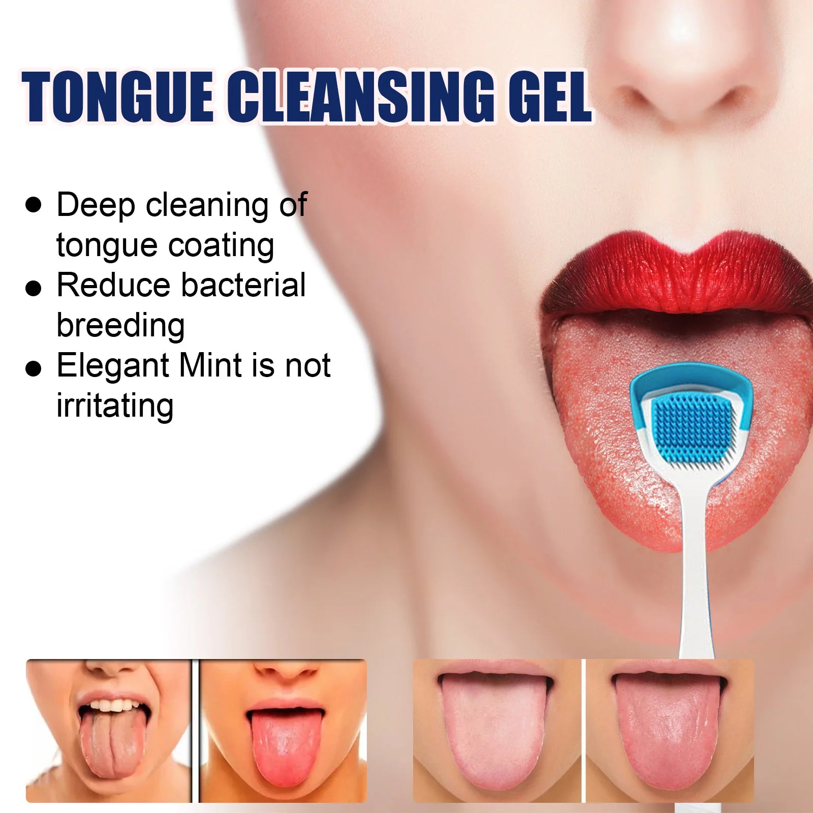 Eelhoe Tongue Cleaner Gel With Brush Oral Care Remove Bad Breath And Fresh Breath Tongue Scraper Tongue Brush