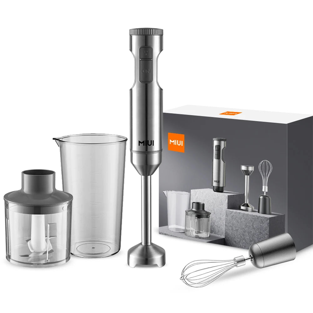 MIUI 1000W 4-in-1 Hand Immersion Blender – Stainless Steel Stick Mixer with Beaker & Whisk