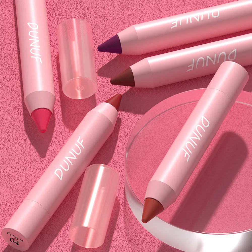 18-Colors Lipstick Pencil - Waterproof Sexy Red Matte Lip Contour Tint