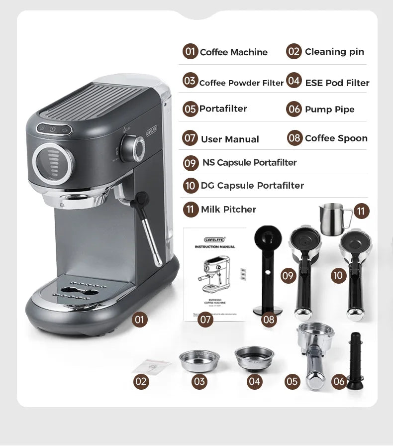 Cafelffe 4-in-1 Coffee Maker – Hot & Cold Espresso & Cappuccino Machine