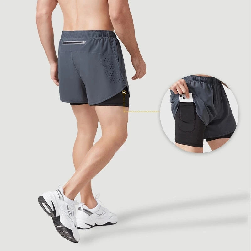 Quick-Dry Double-Layer Running Shorts