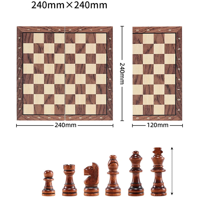 Magnetic Foldable Wooden Chess Set – Portable & Educational Game