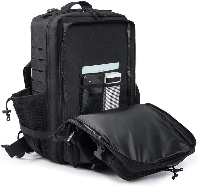 QT&QY 50L Tactical Backpack – MOLLE Survival Rucksack with Bottle Holder