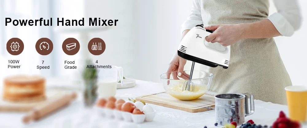 Electric Hand Mixer – Portable Cream & Pastry Blender with Automatic Egg Beater