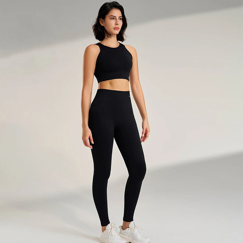 Women's Seamless Yoga Set – High-Waisted Leggings & Top