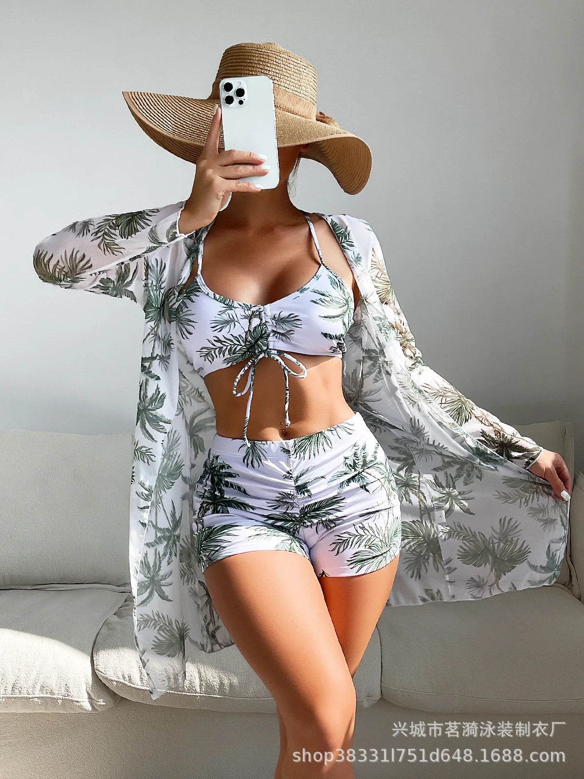 Summer Print Tankini Set – Push-Up 3-Piece Women’s Swimwear