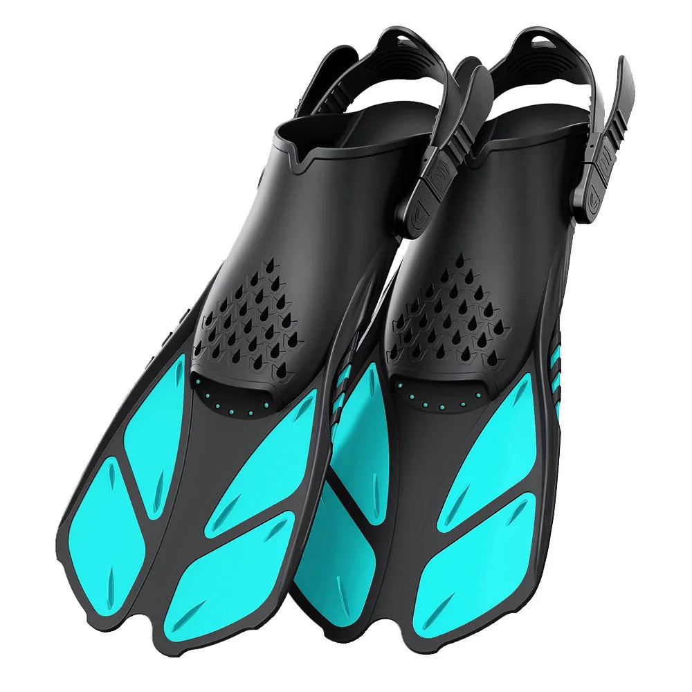 Adjustable Open-Heel Short Snorkel Fins for Adults