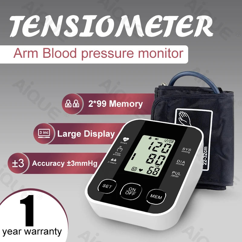 JUSTLANG Medical Arm Blood Pressure Monitor Digital Tensiometer Tonometer Baumanometer 22-32 CM Cuff Health Care for Adult