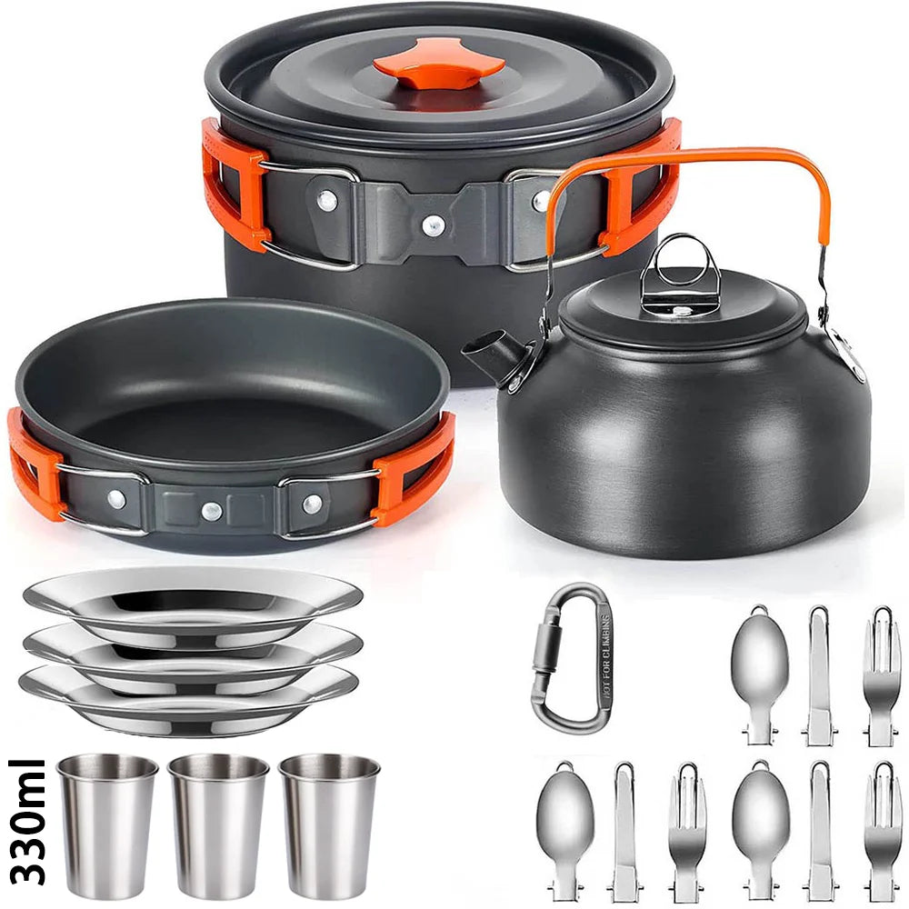 : Camping Cookware & Tableware Set – Non-Stick Outdoor Cooking Kit (2-3 People)