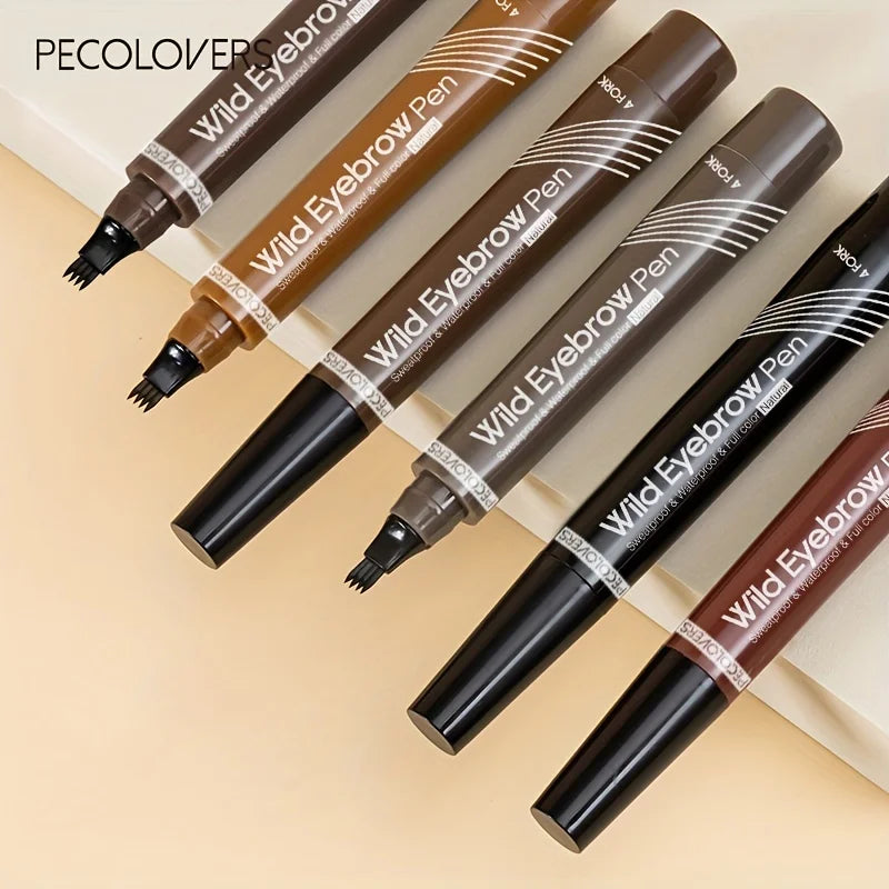 : 6-Color Waterproof Eyebrow Tattoo Pen – Split Tip Liquid Brow Pencil