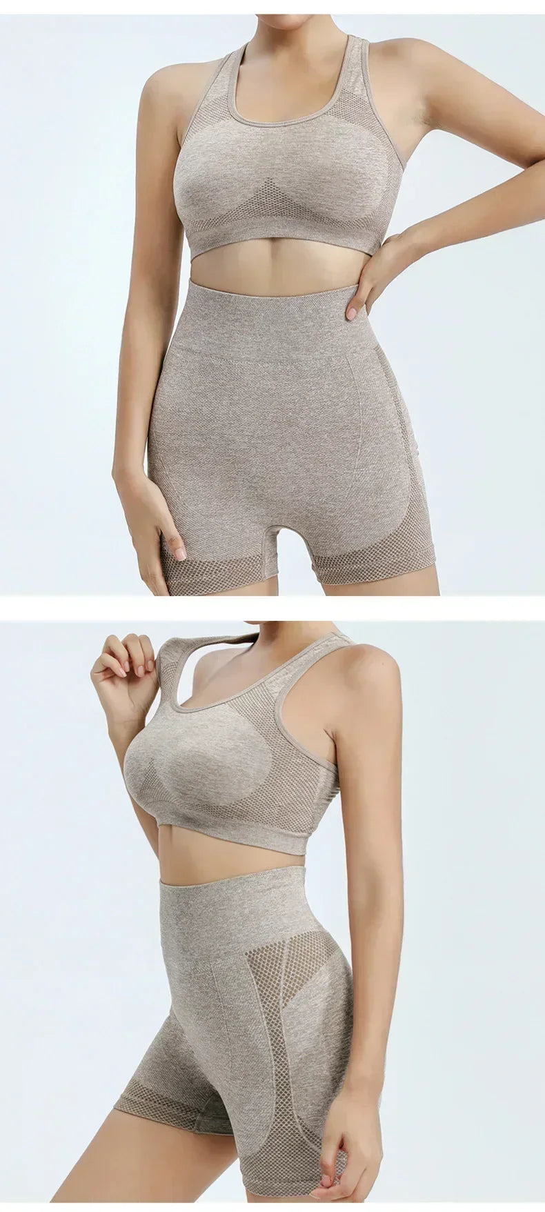 Women's Seamless Yoga Set – Gym Shorts, Sports Bra & Leggings