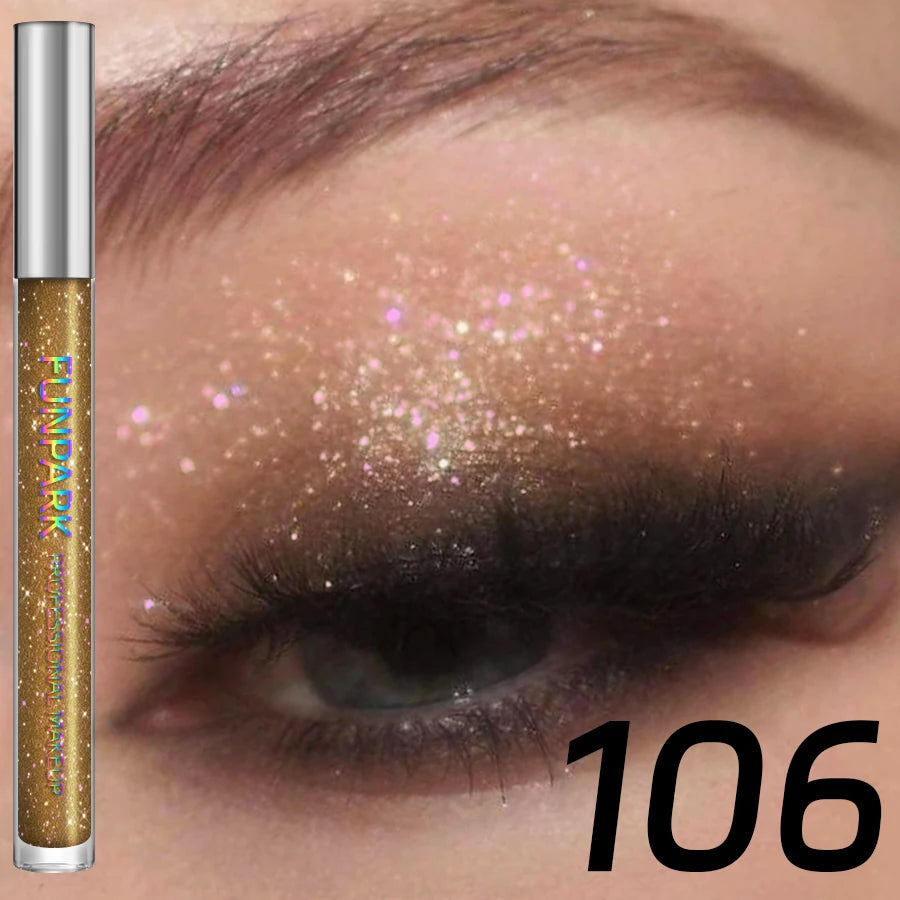 Colorful Liquid Eyeshadow & Glitter Eyeliner – Long-Lasting Shimmer