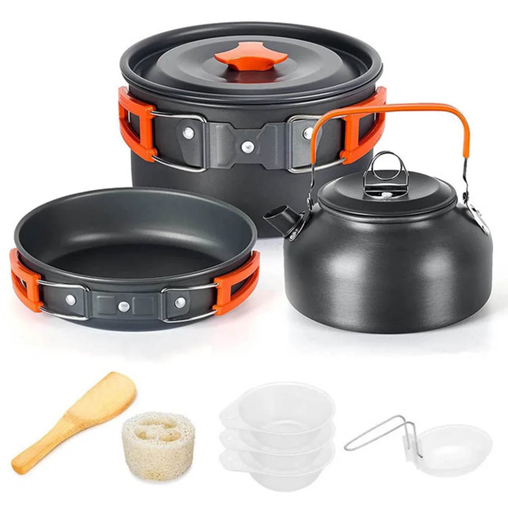 : Camping Cookware & Tableware Set – Non-Stick Outdoor Cooking Kit (2-3 People)