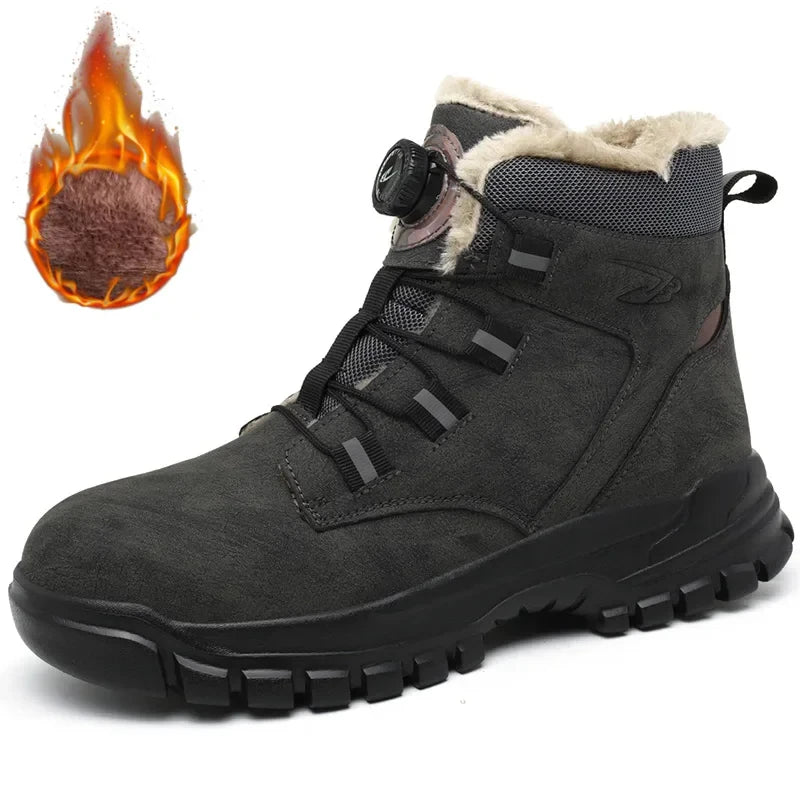 Fashion 2024 Winter Velvet Men Work Safety Shoes: