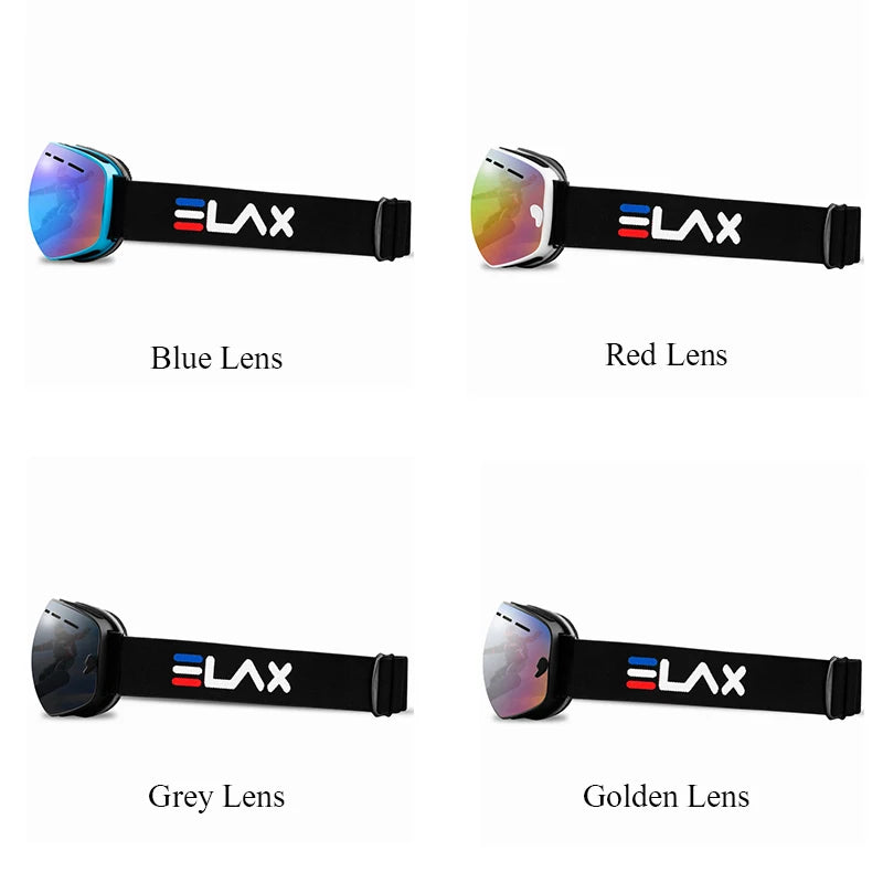 ELAX Brand Double Layers Anti-fog Ski Goggles Snowmobile Ski Mask Skiing Glasses Men Women Snow Googles Snowboard Sunglasses