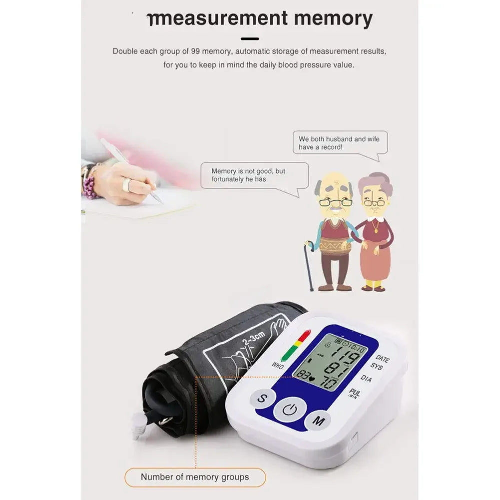 Portable Tonometer Digital Tensiometer Heart Rate Monitor Arm Blood Pressure Monitor BP Equipment Automatic Professional Medical