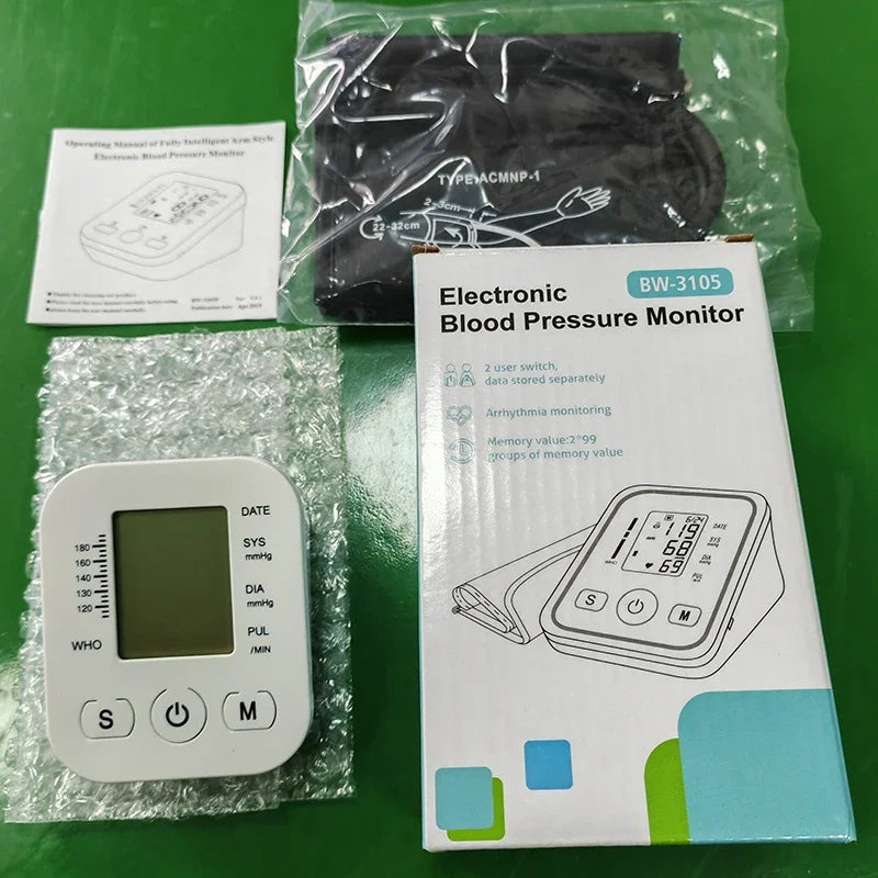 Portable Tonometer Digital Tensiometer Heart Rate Monitor Arm Blood Pressure Monitor BP Equipment Automatic Professional Medical