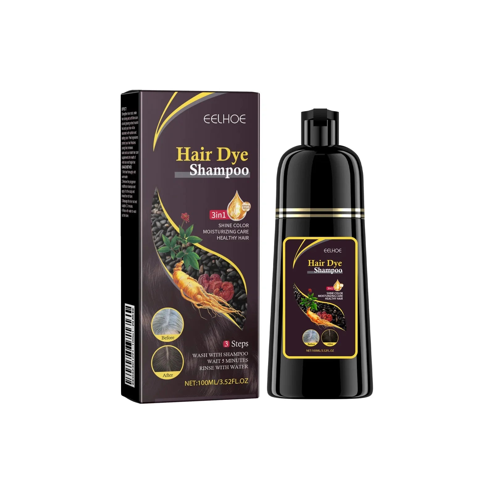 100ml Natural Herbal Hair Dye Shampoo 3 in 1 Hair C 100ml Natural Herbal Hair Dye Shampoo – 3-in-1 Grey Coverageolor Shampoo for Gary Hair Dark Brown Black And Women Men Grey Coverage 2024