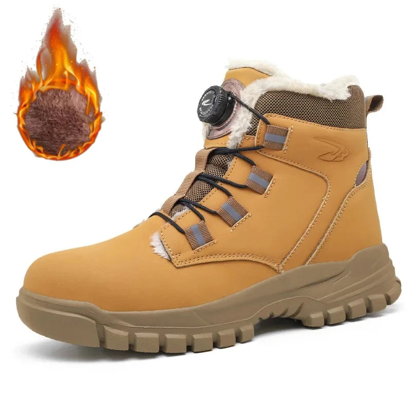 Fashion 2024 Winter Velvet Men Work Safety Shoes: