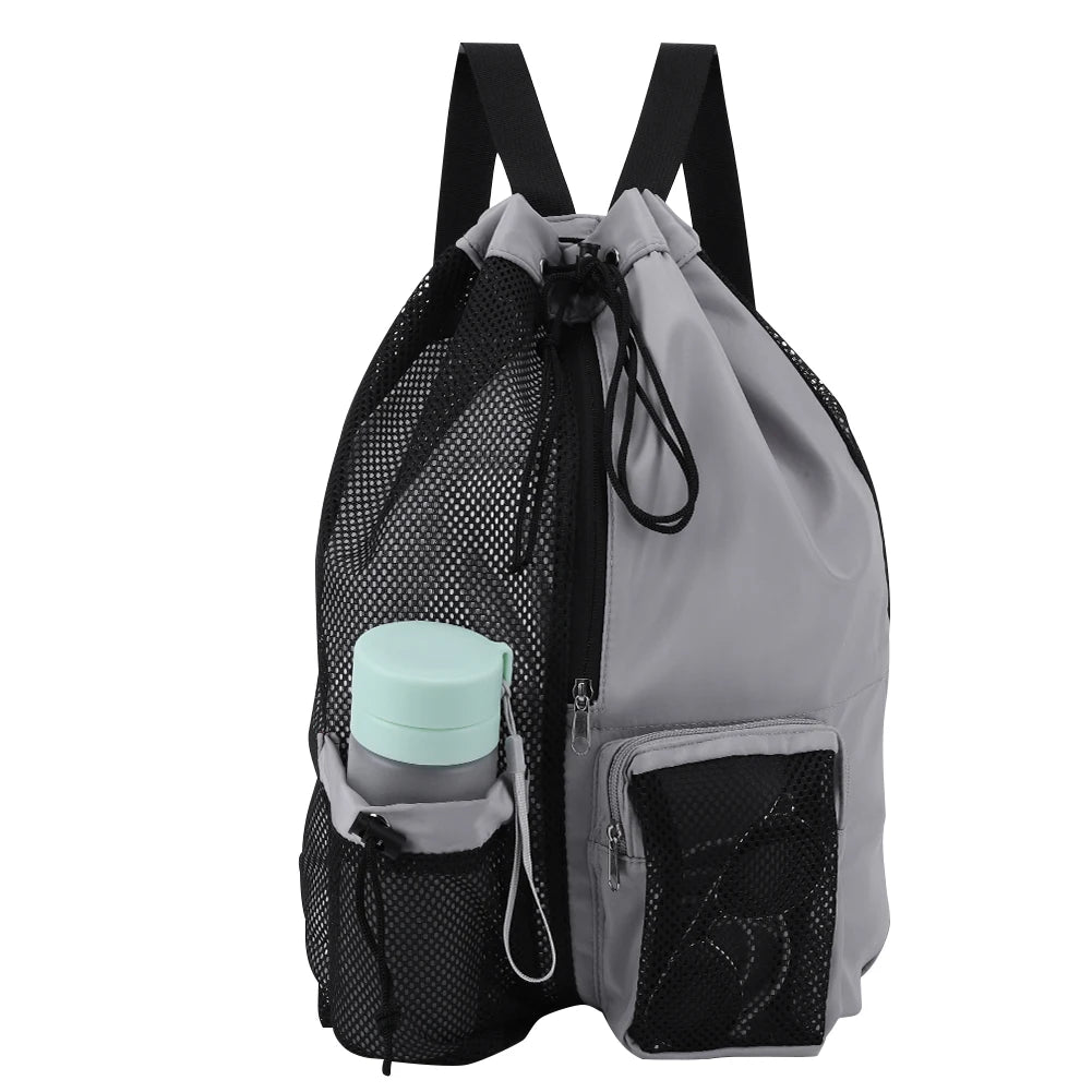 Swim Mesh Drawstring Backpack with Wet Pocket