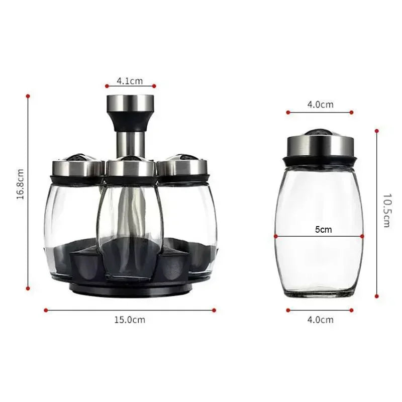 New Rotating Spice Jar Set with Glass Organizer