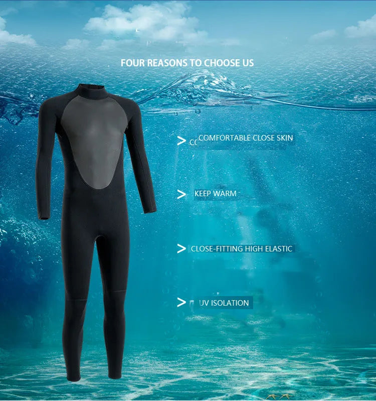 Men's 3MM Neoprene Full Wetsuit for Diving & Surfing