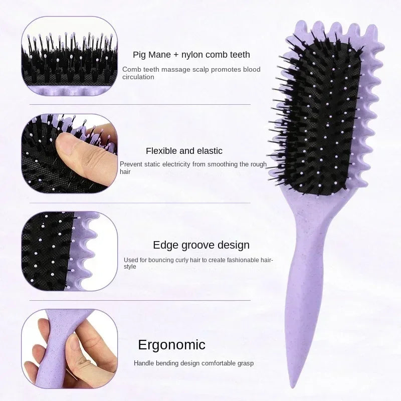 Multi-Functional Hollow Curly Hair Comb – Anti-Static & Scalp Massage