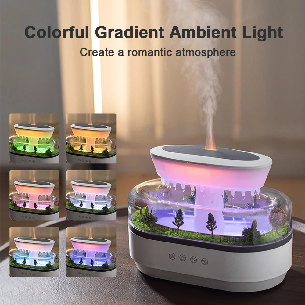 Raindrop Aroma Humidifier with Colorful Light & White Noise