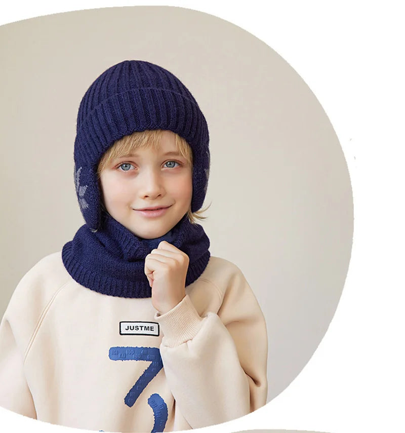 2-Piece Knitted Children Winter Hat & Scarf Set: