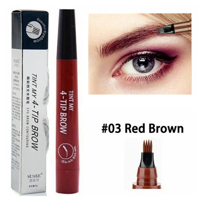 5-Color Waterproof Microblading Eyebrow Pen – 4-Tip Precision