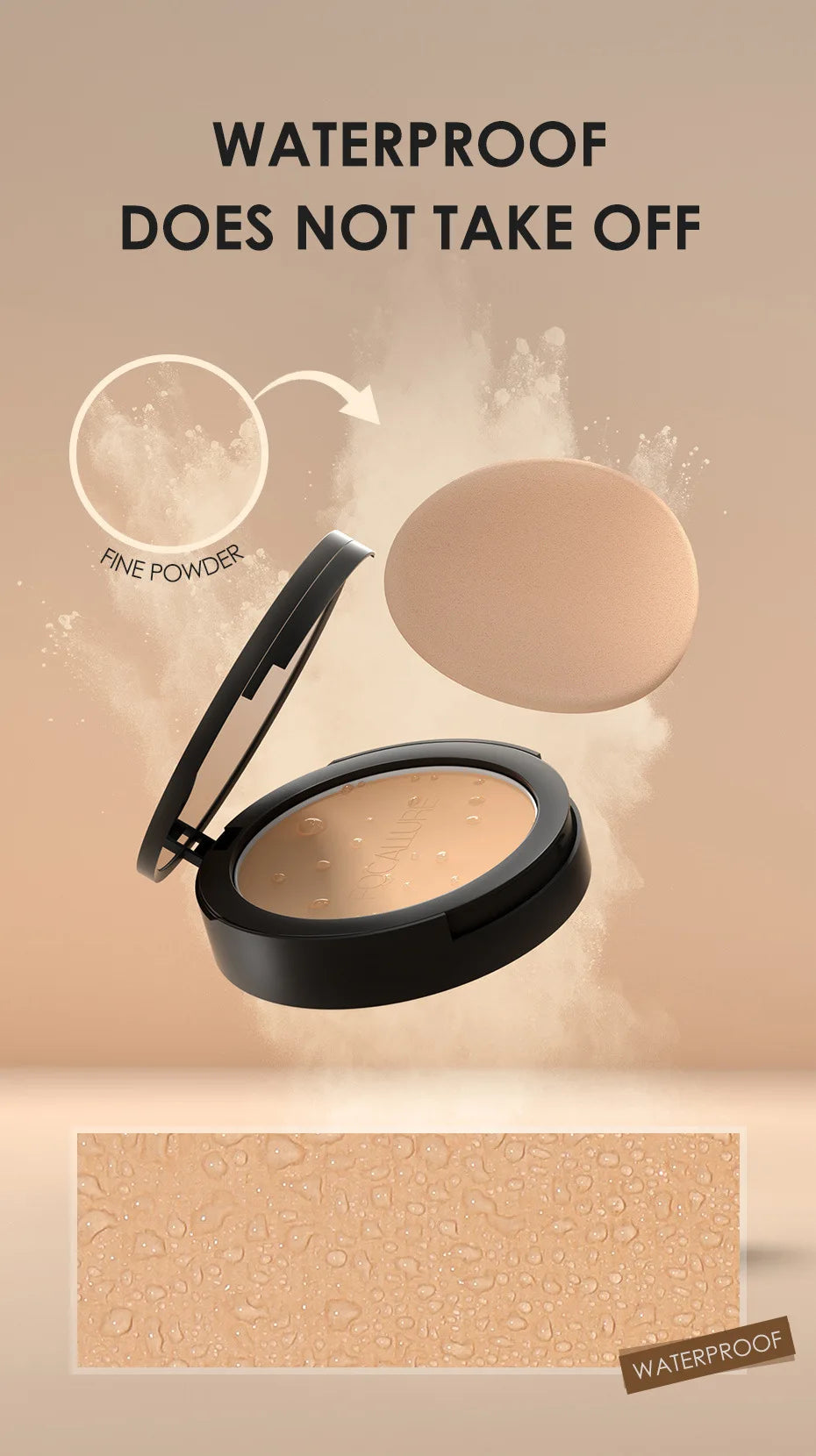 : FOCALLURE 3-Color Pressed Powder Foundation – Oil Control & Brightening