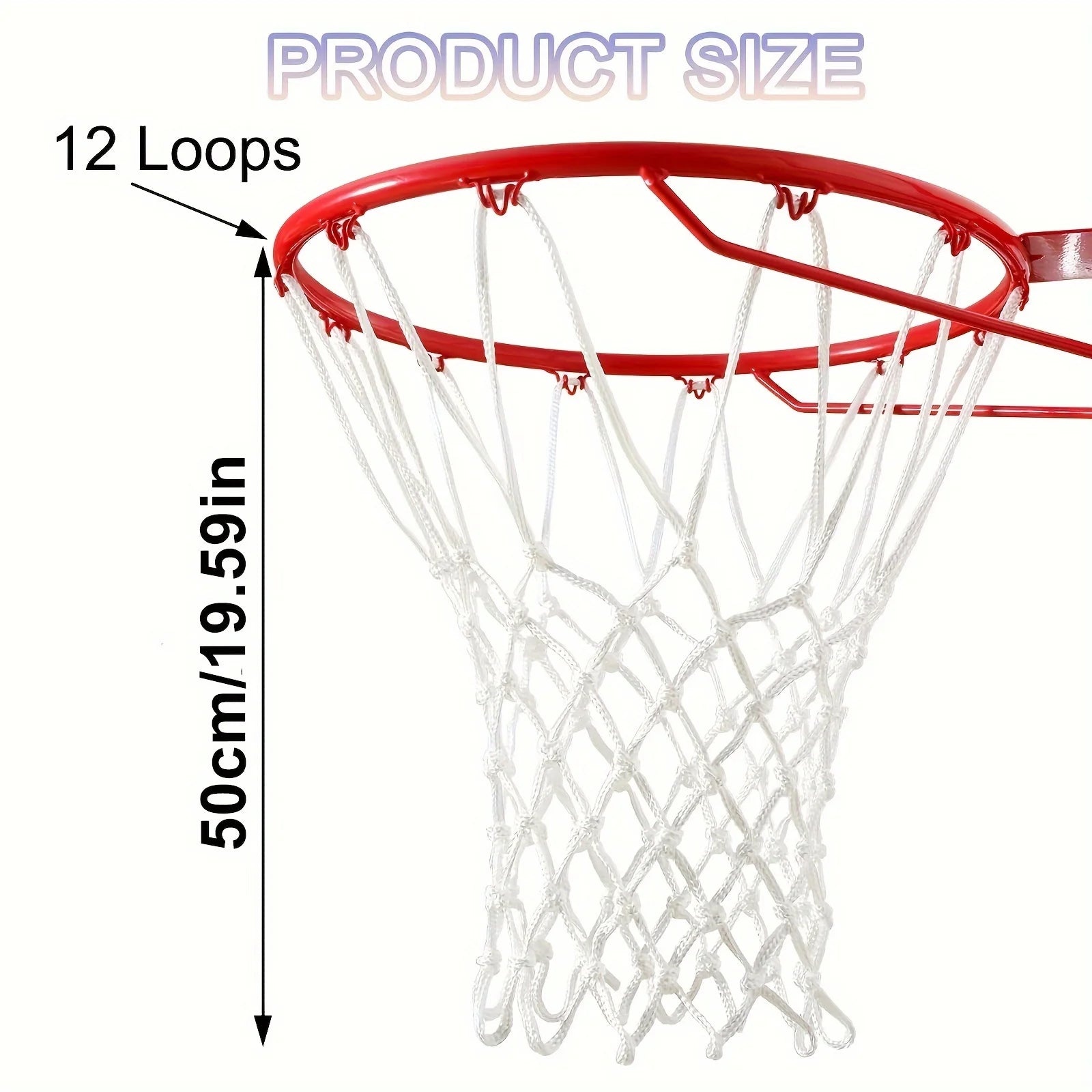 1/2PCS Basketball Hoop Net – Heavy-Duty, 12 Loops, Outdoor Replacement Net