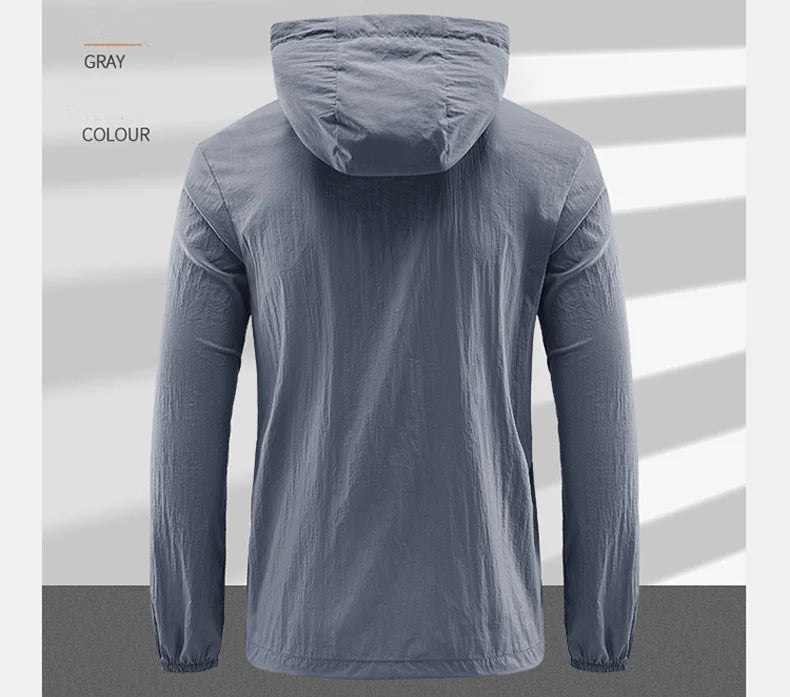 Summer Outdoor Quick Dry Sun-Protective Thin Jacket Men Hiking Fishing Cycling Hooded Gym Sport Windbreaker Ultra Light Coats