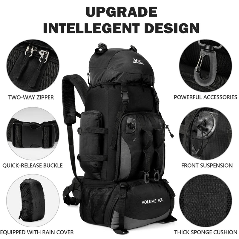 90L Waterproof Hiking Backpack – Large Capacity Outdoor Camping Rucksack