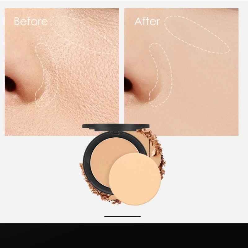 : FOCALLURE 3-Color Pressed Powder Foundation – Oil Control & Brightening