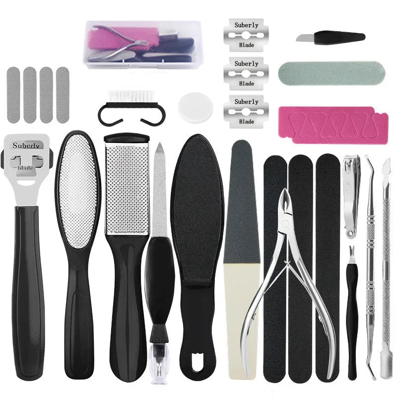 27PCS Foot Care Pedicure & Manicure Kit – Stainless Steel Callus Remover Set