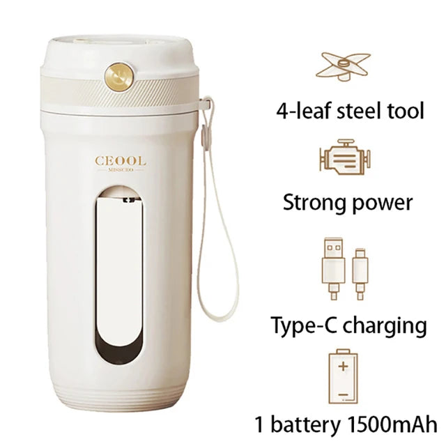 10-Blade Portable Electric Blender – 350ML USB Rechargeable