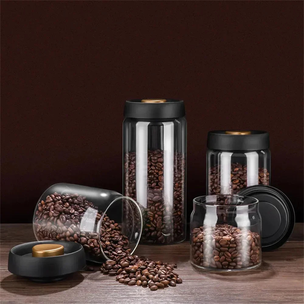 Coffee Beans Vacuum Sealed Glass Storage Jar