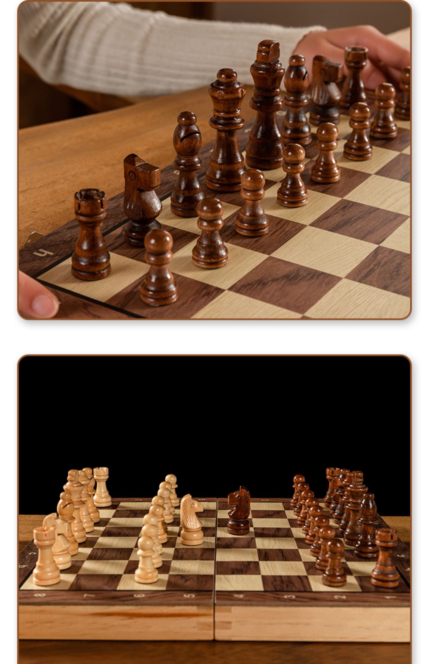 Magnetic Foldable Wooden Chess Set – Portable & Educational Game