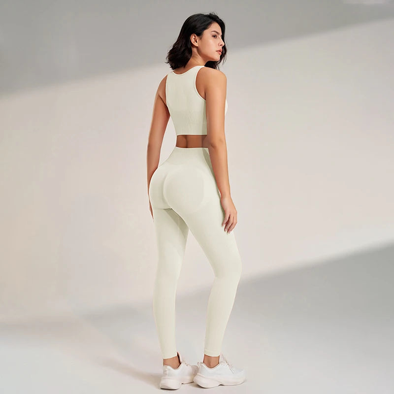 Women's Seamless Yoga Set – High-Waisted Leggings & Top