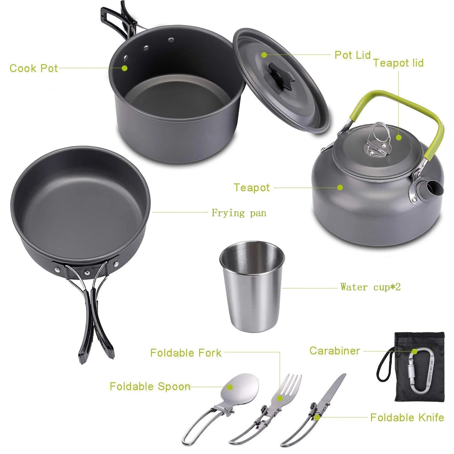 Camping Cookware Kit – Lightweight Aluminum Outdoor Cooking Set