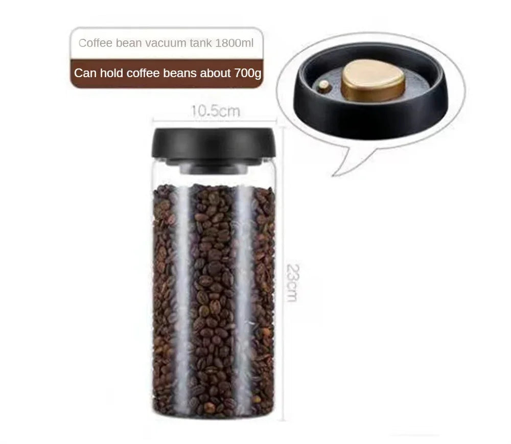 Coffee Beans Vacuum Sealed Glass Storage Jar