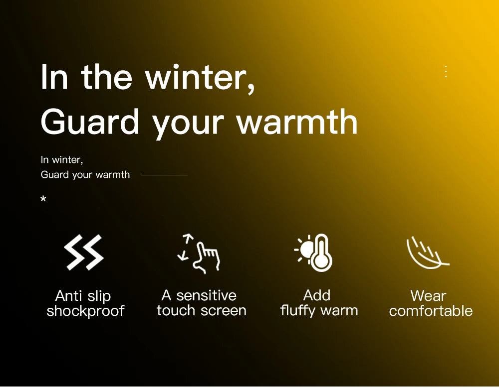 Winter Gloves Man Sports Bike Snow Bicycle Gloves Touchscreen Windstop Silicone Cycling Gloves Black Waterproof Bike Gloves