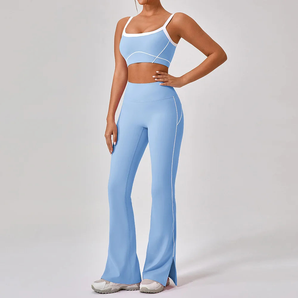 Women's Yoga Set – Sport Bra & High-Waist Flare Leggings/Shorts