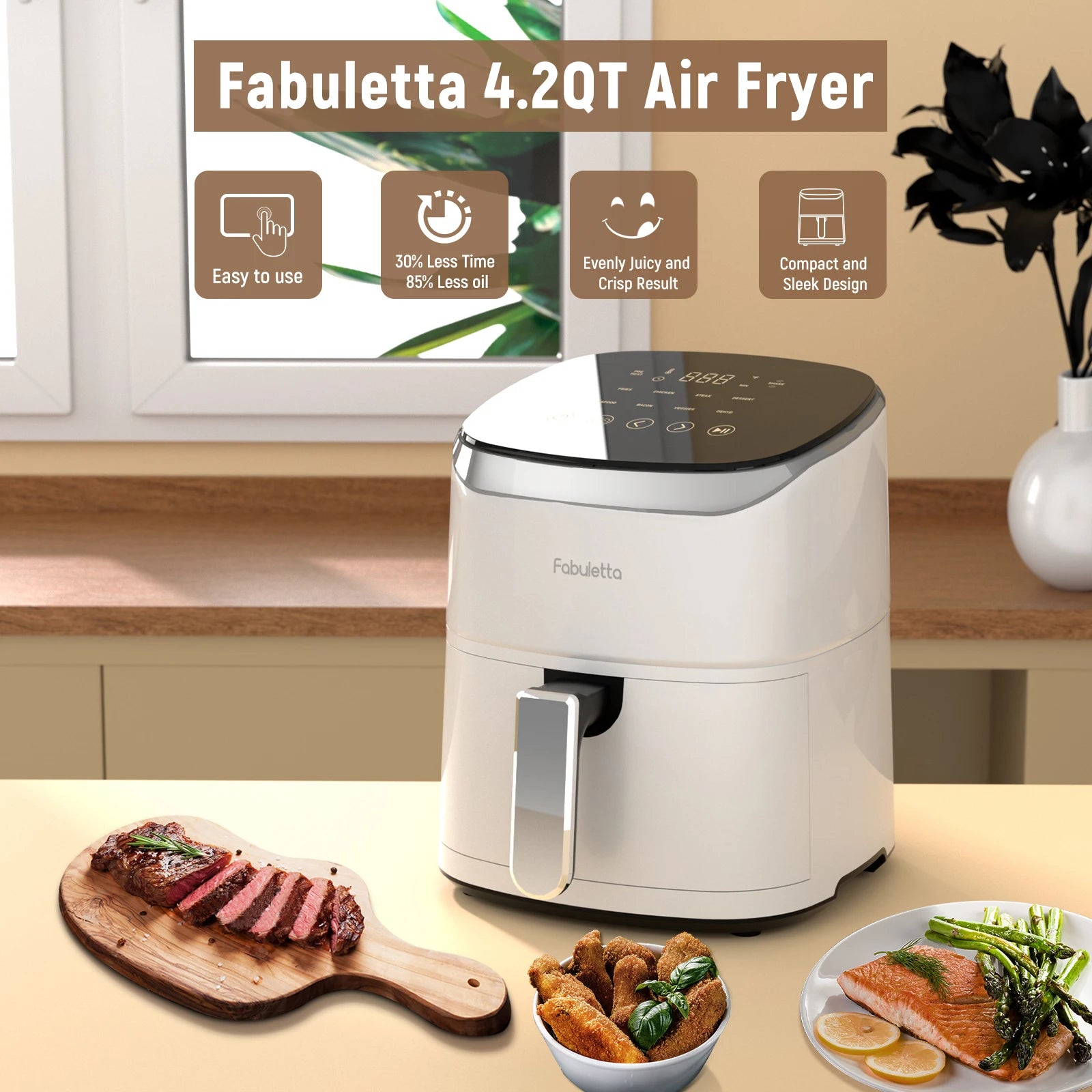 Fabuletta 4.2QT Air Fryer Oven, 9 Cooking Programs