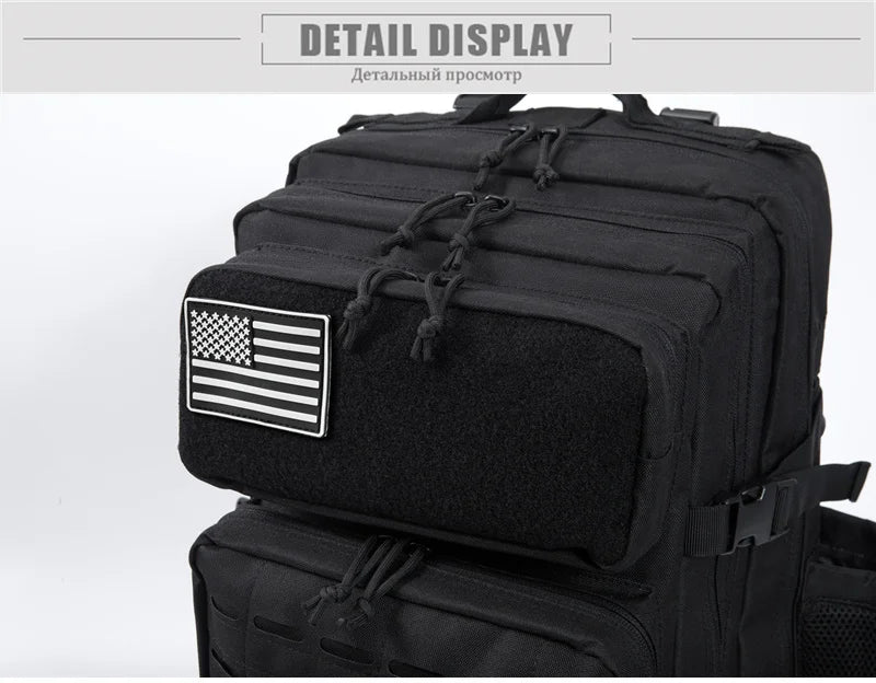 QT&QY 50L Tactical Backpack – MOLLE Survival Rucksack with Bottle Holder