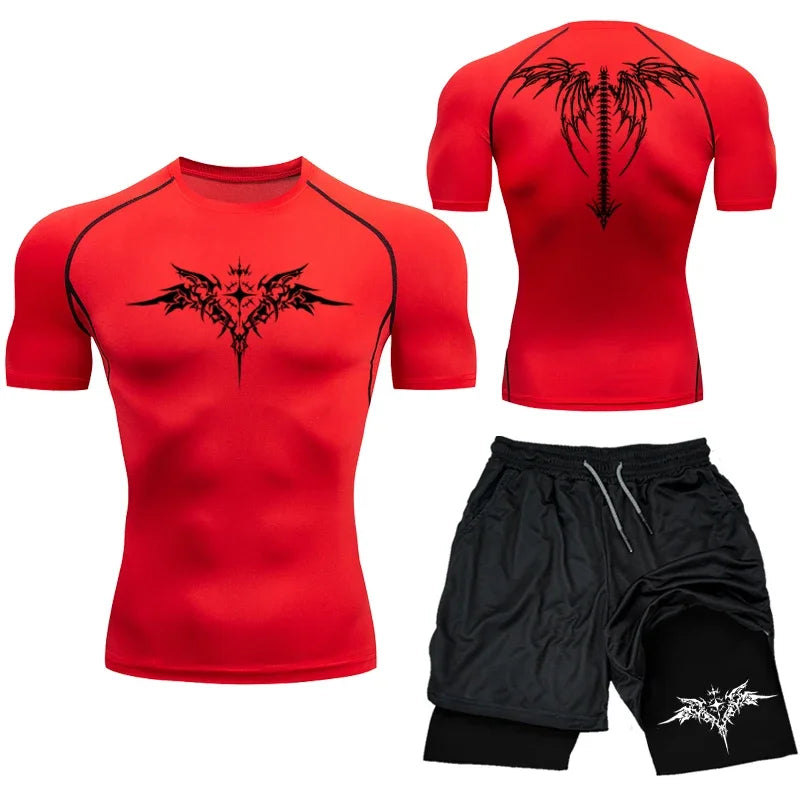 Men's MMA Boxing Compression Set – Quick-Dry Rashguard & Shorts